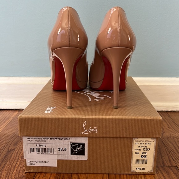 Christian Louboutin - New Simple Pump 100 Patent Calf size 38.5 Nude - Picture 5 of 8